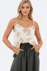 Annika Top - Soft V Neckline Adjustable Strap Cami in Gisella Print