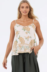 Annika Top - Soft V Neckline Adjustable Strap Cami in Gisella Print