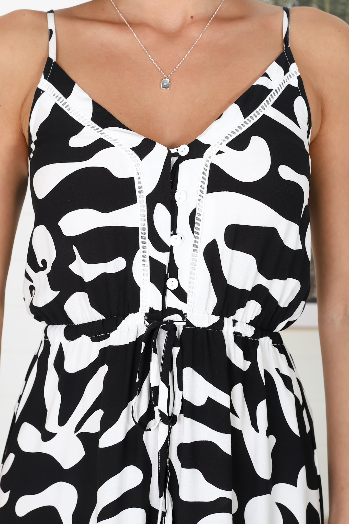 Ansel Midi Dress - Adjustable Strap Sun Dress in Jaxie Print Black