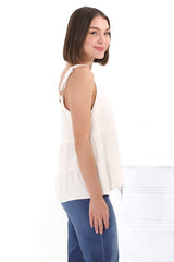 Avni Top - Square Neckline With Adjustable Straps In Beige