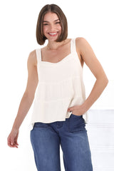 Avni Top - Square Neckline With Adjustable Straps In Beige