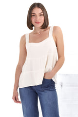 Avni Top - Square Neckline With Adjustable Straps In Beige