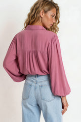 Model wearing Aralyn Blouse in Pink from Salty Crush
