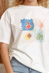 Arion T-Shirt - Crew Neck Relaxed Fit Graphic Tee in Sylas Print