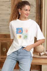 Arion T-Shirt - Crew Neck Relaxed Fit Graphic Tee in Sylas Print