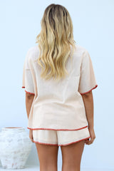 Aryanne Set - Button Up Shirt And Shorts in Cream