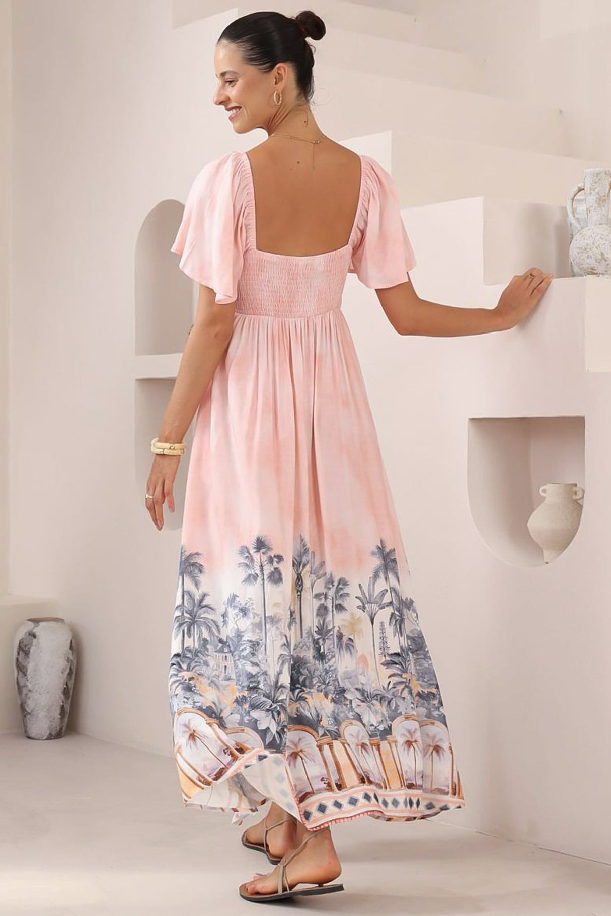 Ashby Maxi Dress - On or Off Shoulder A-Line Dress with Pockets in Armena Print