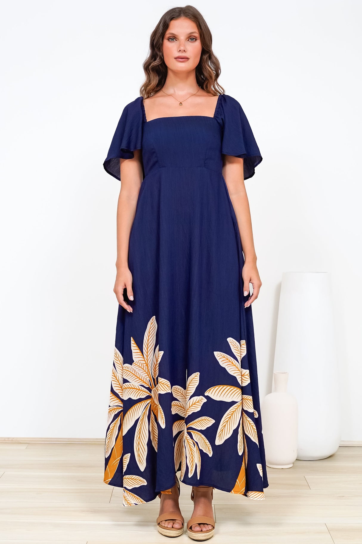 Ashby Maxi Dress - On or Off Shoulder A-Line Dress with Pockets in Raphael Print