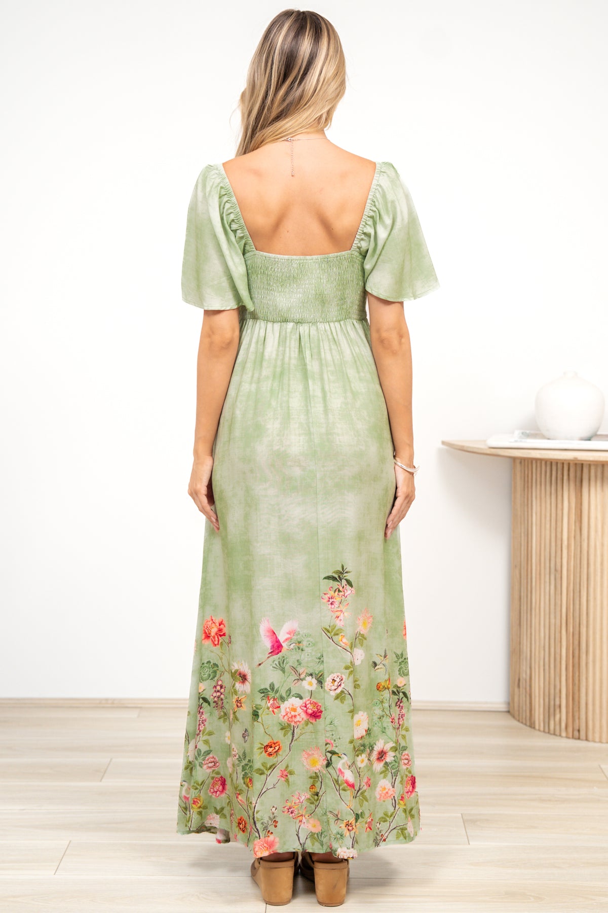 Ashby Maxi Dress - On or Off Shoulder A-Line Dress with Pockets in Ferngully Print