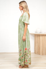 Ashby Maxi Dress - On or Off Shoulder A-Line Dress with Pockets in Ferngully Print