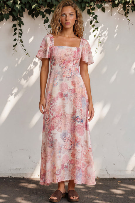 Model wearing Ashby Maxi Dress in Alani Print from Salty Crush
