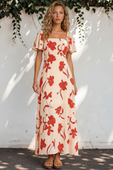 Model wearing Ashby Maxi Dress in Arli Print from Salty Crush