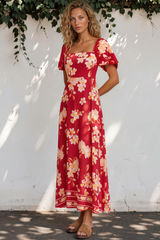 Model wearing Ashby Maxi Dress in Varenna Print from Salty Crush