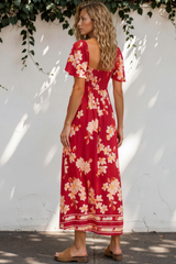 Model wearing Ashby Maxi Dress in Varenna Print from Salty Crush