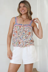 Aspa Top - Thick Adjustable Strap Button Front Crop in Scottie Print