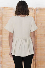 Aster Top - Pull Over Top with Rick Rack Detailing in Oat