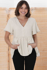 Aster Top - Pull Over Top with Rick Rack Detailing in Oat