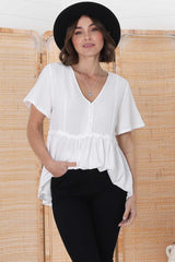 Aster Top - Pull Over Top with Rick Rack Detailing in White