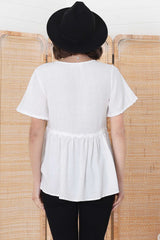 Aster Top - Pull Over Top with Rick Rack Detailing in White