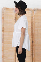 Aster Top - Pull Over Top with Rick Rack Detailing in White