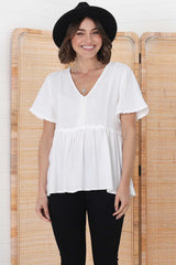 Aster Top - Pull Over Top with Rick Rack Detailing in White