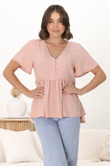 Aster Top - Pull Over Top with Rick Rack Detailing in Blush