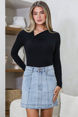 Model wearing Jessica Bodysuit in Black from Salty Crush