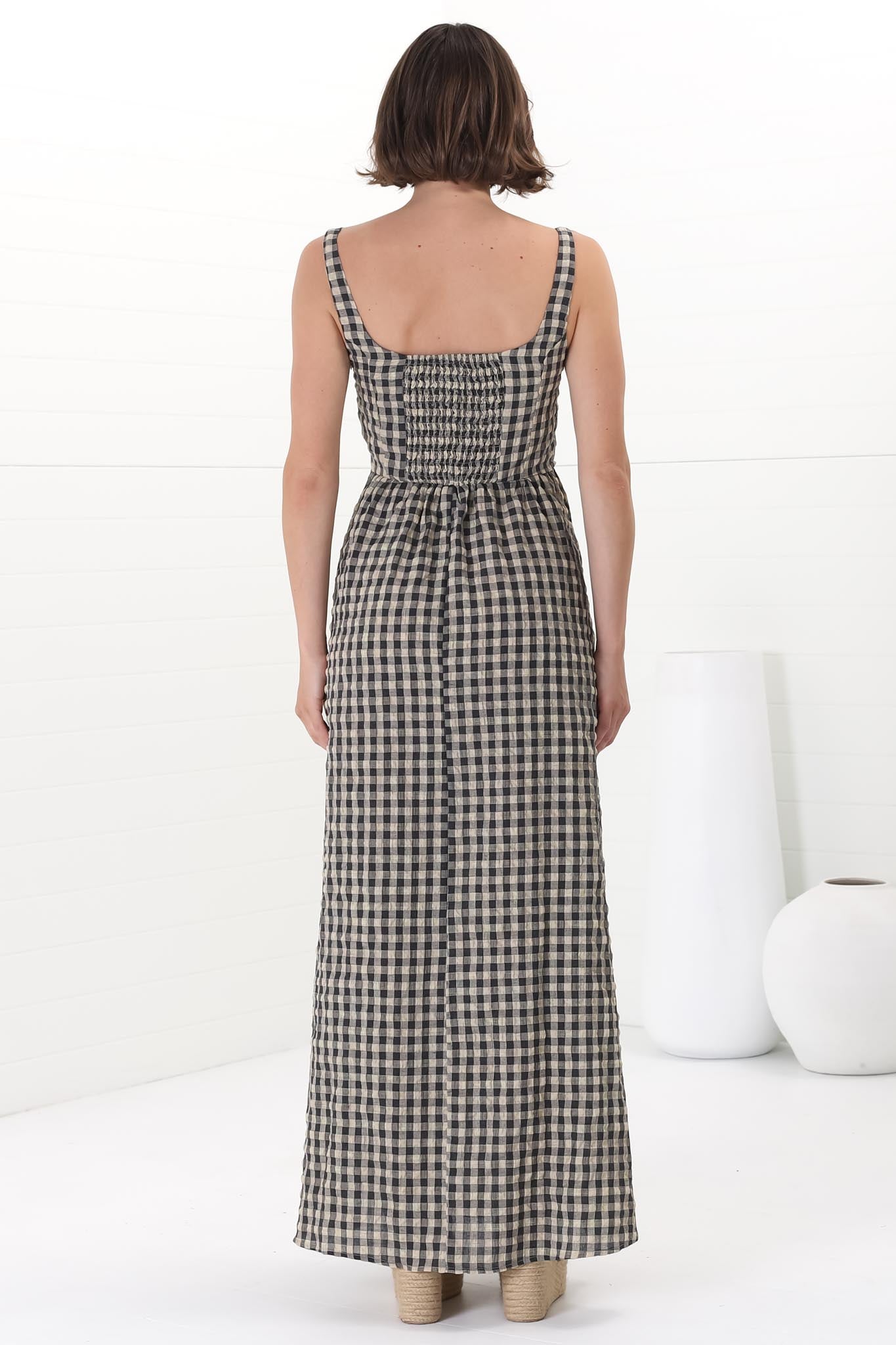 Auguste the label gingham panelled maxi dress best sale