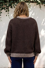 Model wearing Aura Jumper in Chocolate from Salty Crush