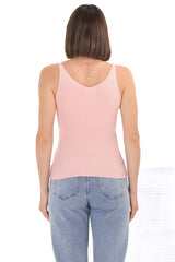 Ava Cami - Soft V Neck Ribbed Cami in Blush