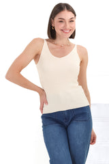 Ava Cami - Soft V Neck Ribbed Cami in Cream