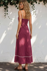 Model wearing Aviva Maxi Dress in Plum from Salty Crush
