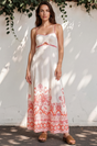 Model wearing Aviva Maxi Dress in Tawny Print from Salty Crush