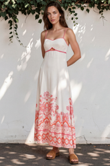 Model wearing Aviva Maxi Dress in Tawny Print from Salty Crush