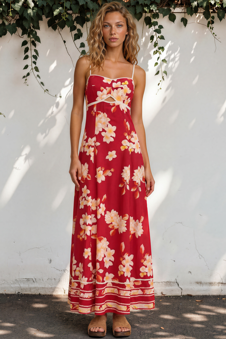 Model wearing Aviva Maxi Dress in Varenna Print from Salty Crush