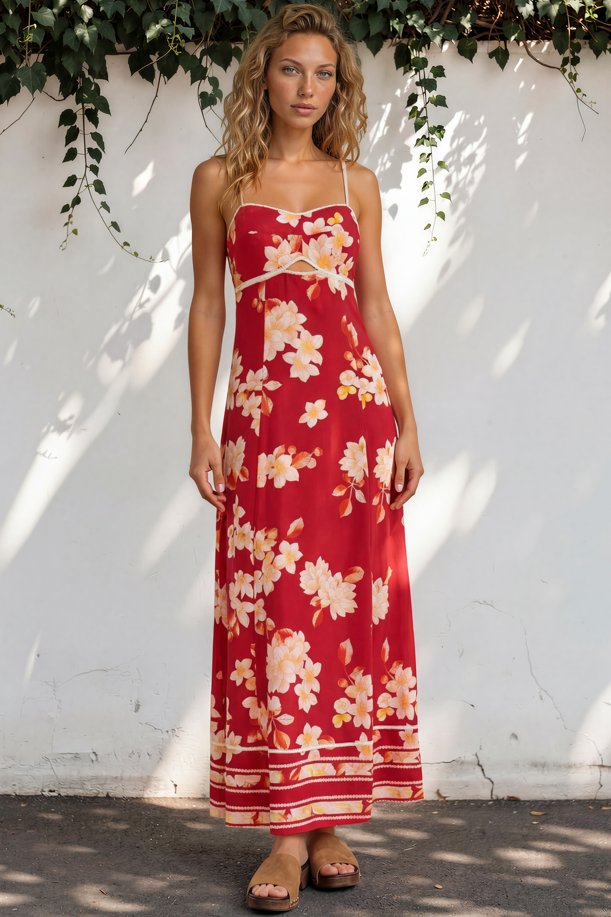 Model wearing Aviva Maxi Dress in Varenna Print from Salty Crush