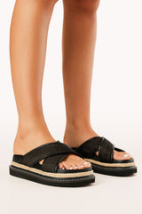 Aysha Sandals - Black Raffia