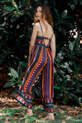 JAASE - Aztec Print Jumpsuit: Adjustable Strap Wide Leg Jumpsuit