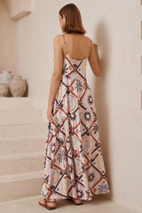 Azur Maxi Dress - Spaghetti Strap Sun Dress in Zaidin Print