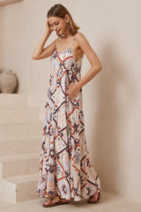 Azur Maxi Dress - Spaghetti Strap Sun Dress in Zaidin Print