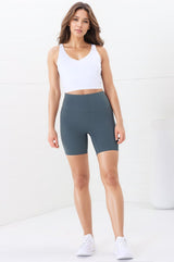 Axel Bike Shorts - Thick Highwaisted Band Bike Shorts in Grey Green