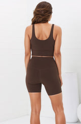 Axel Bike Shorts - Thick Highwaisted Band Bike Shorts in Chestnut