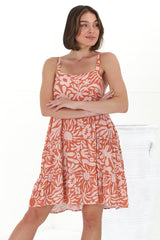 Baasa Mini Dress - Playful Sun Dress In Athena Print Coral