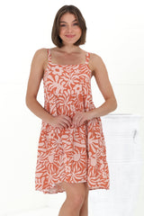 Baasa Mini Dress - Playful Sun Dress In Athena Print Coral