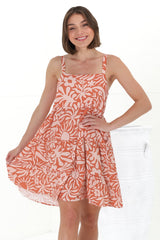 Baasa Mini Dress - Playful Sun Dress In Athena Print Coral