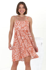 Baasa Mini Dress - Playful Sun Dress In Athena Print Coral