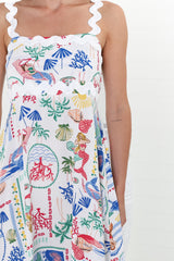 Bailie Maxi Dress - Rick Rack Detailed Sun Dress with Pockets in Positano Print