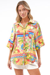 Balbi Shirt - Relaxed Button Down Shirt in Limone Bella Print