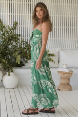 JAASE - Bambi Maxi Dress: Sun Dress with Cut Out Detail and Bow at the Bust in Canary Island Print