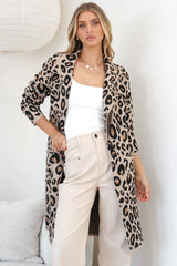 Banks Cardigan - Collared Leopard Print Cardigan with Pockets in Camel